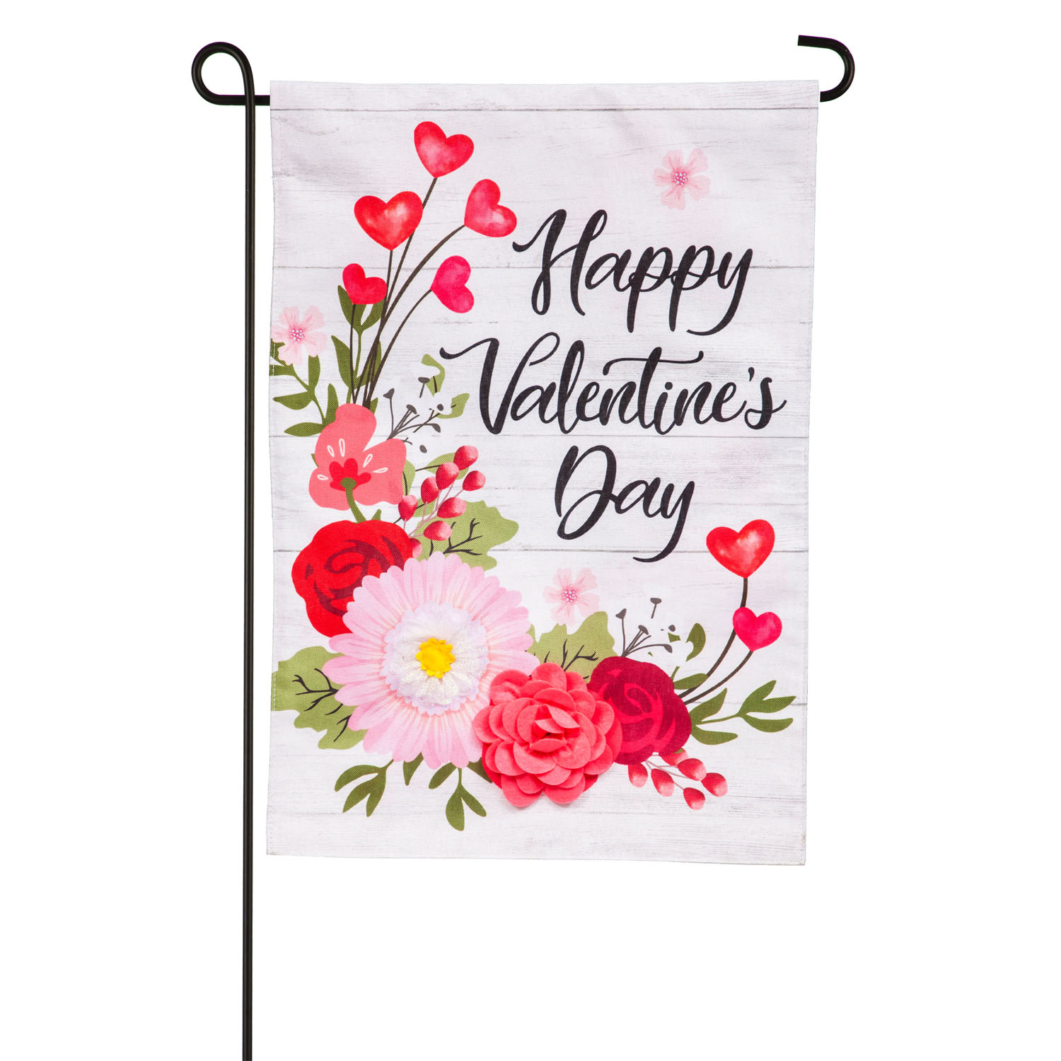 Valentine's Day Garden Flag - Shiplap Floral